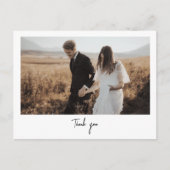 Minimalist Simple Script with Heart Wedding Photo  Postkarte (Vorderseite)