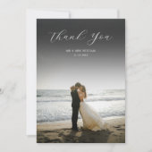 Minimalist Simple Script with Wedding Photo Dankeskarte (Vorderseite)