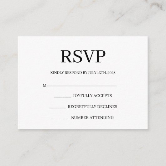 Minimalist Simple Wedding RSVP Enclosure Card Begleitkarte (Vorderseite)
