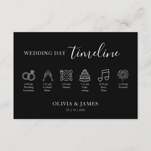 Minimalist Simple Wedding Timeline Begleitkarte (Vorderseite)