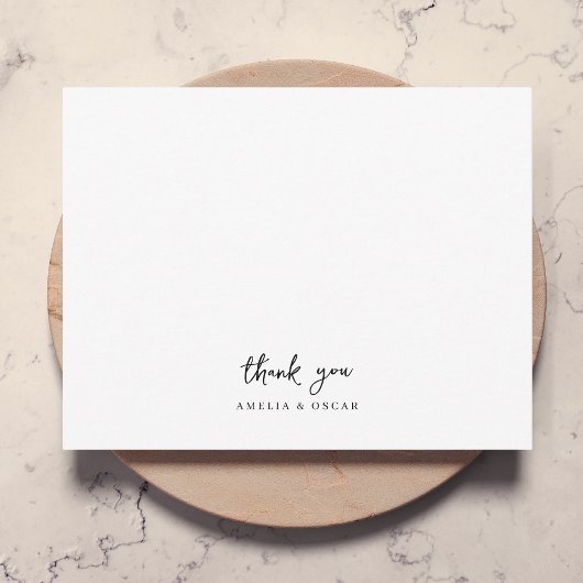 Minimalist Simple White Handwritten Script Wedding Dankeskarte