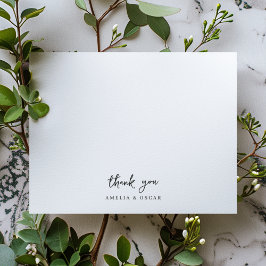 Minimalist Simple White Handwritten Script Wedding Dankeskarte
