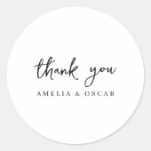 Minimalist Simple White Thank You Wedding Runder Aufkleber (Vorderseite)