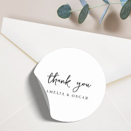 Minimalist Simple White Thank You Wedding Runder Aufkleber
