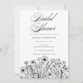 Minimalist Simple Wildflowers Bridal Shower Einladung (Vorderseite)