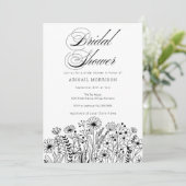 Minimalist Simple Wildflowers Bridal Shower Einladung (Stehend Vorderseite)