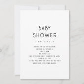 Minimalist Simply Text Black and White Baby Shower Einladung (Vorderseite)