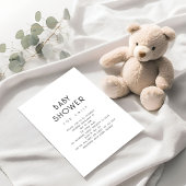 Minimalist Simply Text Black and White Baby Shower Einladung