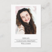 Minimalist Single Photo Grad Party  Begleitkarte (Vorderseite)
