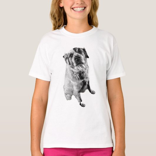 Minimalist Sitting Dog Art Tee (Vorderseite)