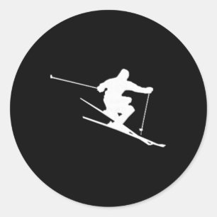 Minimalist Skifahrer Freestyle Skifahren Apres Ski Runder Aufkleber