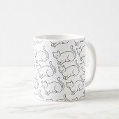 Minimalist Sleepy Cat Pattern Mug | Hand-Drawn Cer Kaffeetasse (VorderseiteRechts)