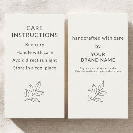 Minimalist Small Business Care Instructions Visitenkarte