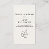 Minimalist Small Business Care Instructions Visitenkarte (Rückseite)