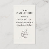 Minimalist Small Business Care Instructions Visitenkarte (Vorderseite)