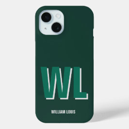 Minimalist Smaragdgrün personalisierte Monogramm  Case-Mate iPhone Hülle
