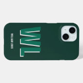 Minimalist Smaragdgrün personalisierte Monogramm Case-Mate iPhone Hülle (Rückseite (Horizontal))