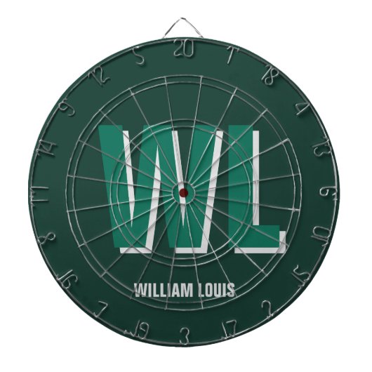 Minimalist Smaragdgrün personalisierte Monogramm Dartscheibe (vorne)
