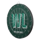 Minimalist Smaragdgrün personalisierte Monogramm Dartscheibe (Vorderseite rechts)