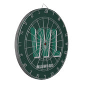 Minimalist Smaragdgrün personalisierte Monogramm Dartscheibe (Vorderseite Links)