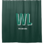 Minimalist Smaragdgrün personalisierte Monogramm  Duschvorhang (Vorderseite)