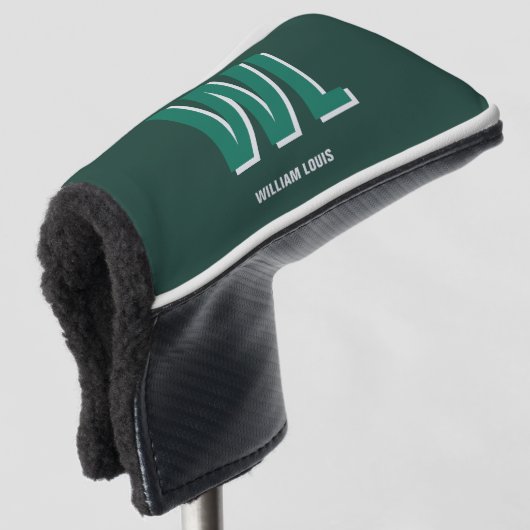 Minimalist Smaragdgrün personalisierte Monogramm Golf Headcover (3/4 Vorderseite)