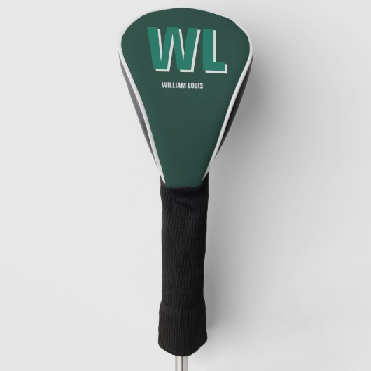 Minimalist Smaragdgrün personalisierte Monogramm Golf Headcover (Vorderseite)