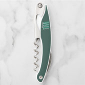 Minimalist Smaragdgrün personalisierte Monogramm  Kellnermesser (Vorderseite)