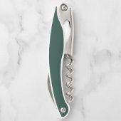 Minimalist Smaragdgrün personalisierte Monogramm  Kellnermesser (Rückseite)