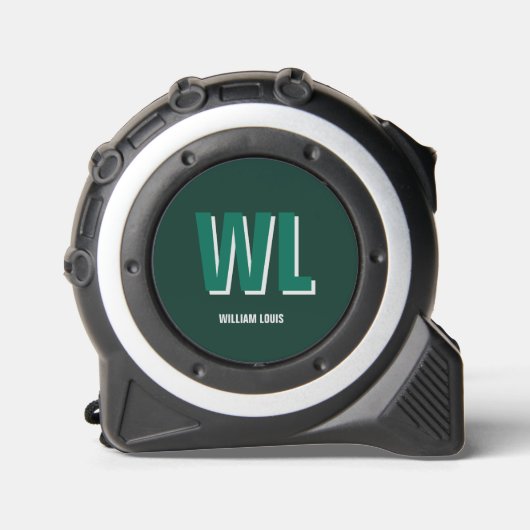 Minimalist Smaragdgrün personalisierte Monogramm Maßband (Vorderseite)