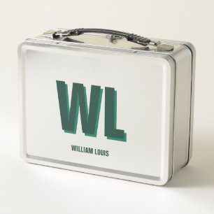 Minimalist Smaragdgrün personalisierte Monogramm  Metall Brotdose
