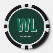 Minimalist Smaragdgrün personalisierte Monogramm Pokerchips (Vorderseite)