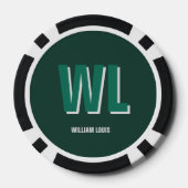 Minimalist Smaragdgrün personalisierte Monogramm Pokerchips (Rückseite)