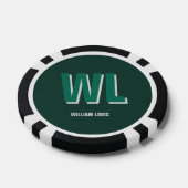 Minimalist Smaragdgrün personalisierte Monogramm Pokerchips (Einzeln)