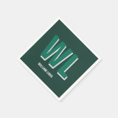 Minimalist Smaragdgrün personalisierte Monogramm Serviette (Ecke)