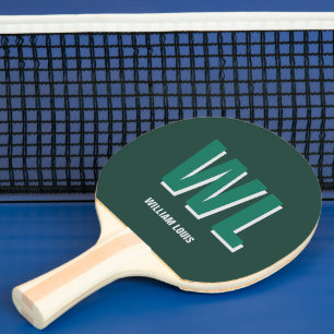 Minimalist Smaragdgrün personalisierte Monogramm Tischtennis Schläger