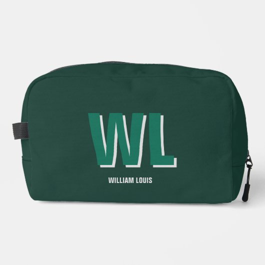 Minimalist Smaragdgrün personalisierte Monogramm Waschbeutel (Vorderseite)