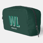 Minimalist Smaragdgrün personalisierte Monogramm Waschbeutel (Rechte Ecke)
