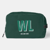 Minimalist Smaragdgrün personalisierte Monogramm Waschbeutel (Rückseite)