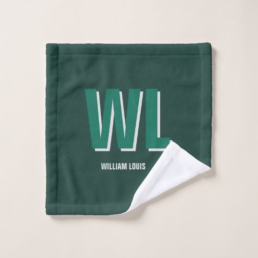 Minimalist Smaragdgrün personalisierte Monogramm Waschlappen (Waschlappen)