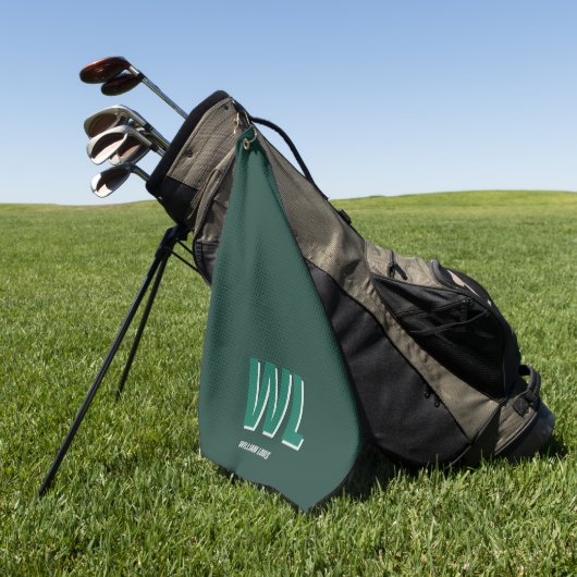 Minimalist Smaragdgrün personalisiertes Monogramm Golfhandtuch (Gras)