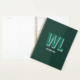 Minimalist Smaragdgrün personalisiertes Monogramm  Planer