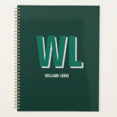 Minimalist Smaragdgrün personalisiertes Monogramm  Planer (Vorderseite)
