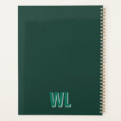 Minimalist Smaragdgrün personalisiertes Monogramm  Planer (Rückseite)
