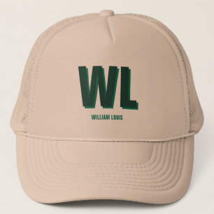 Minimalist Smaragdgrün personalisiertes Monogramm Truckerkappe