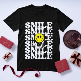 Minimalist Smile Emoji Retro Typography Funny  T-Shirt