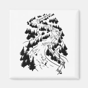 Minimalist Snowboard Skifahren Skigebiet Skifahren Magnet