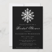 Minimalist Snowflake Bridal Shower | Black Einladung (Vorderseite)