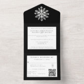 Minimalist Snowflake Wedding | Black All In One Einladung (Innen Boden)