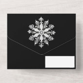 Minimalist Snowflake Wedding | Black All In One Einladung (Rückseite)